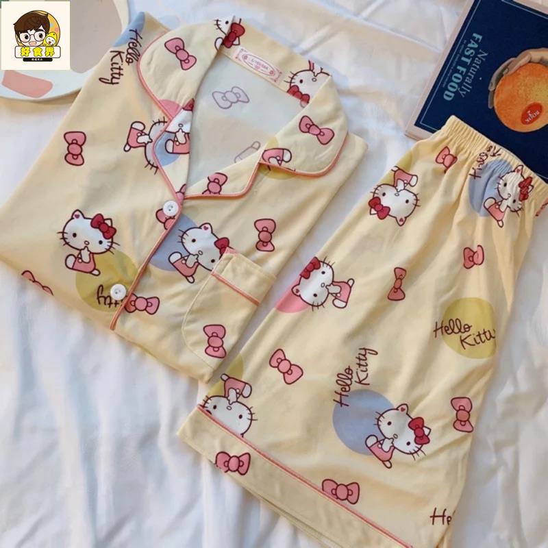 好食界 Hello kitty 睡衣 睡褲 女生夏季睡衣 睡衣套裝 女生短袖睡衣居家服 居家服