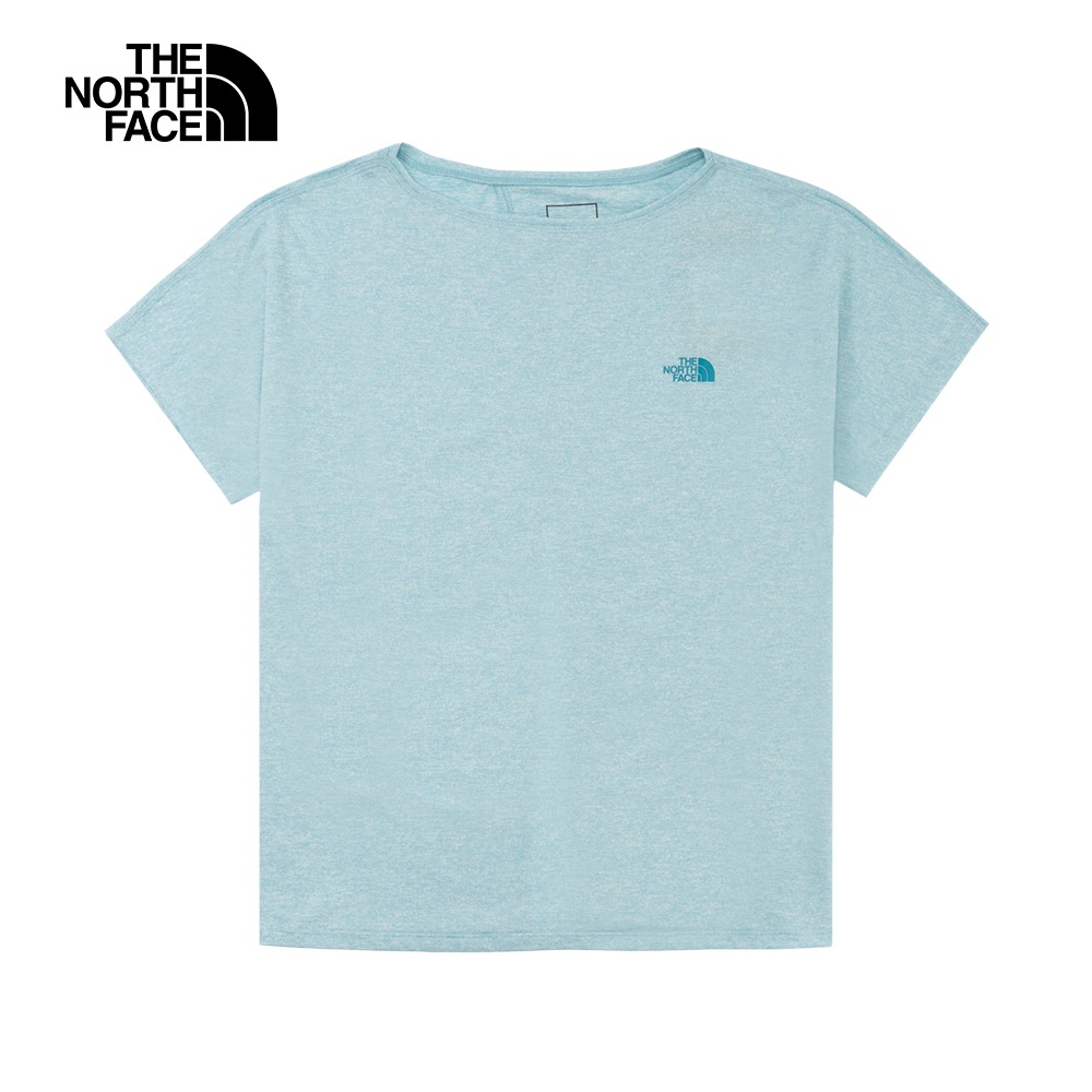 The North Face北面女款藍色吸濕排汗背部開衩短袖T恤｜7WCSLV2