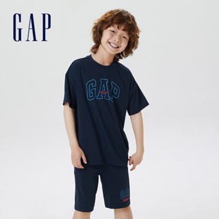 Gap 男童裝 Logo短袖短褲套裝-海軍藍(670373)