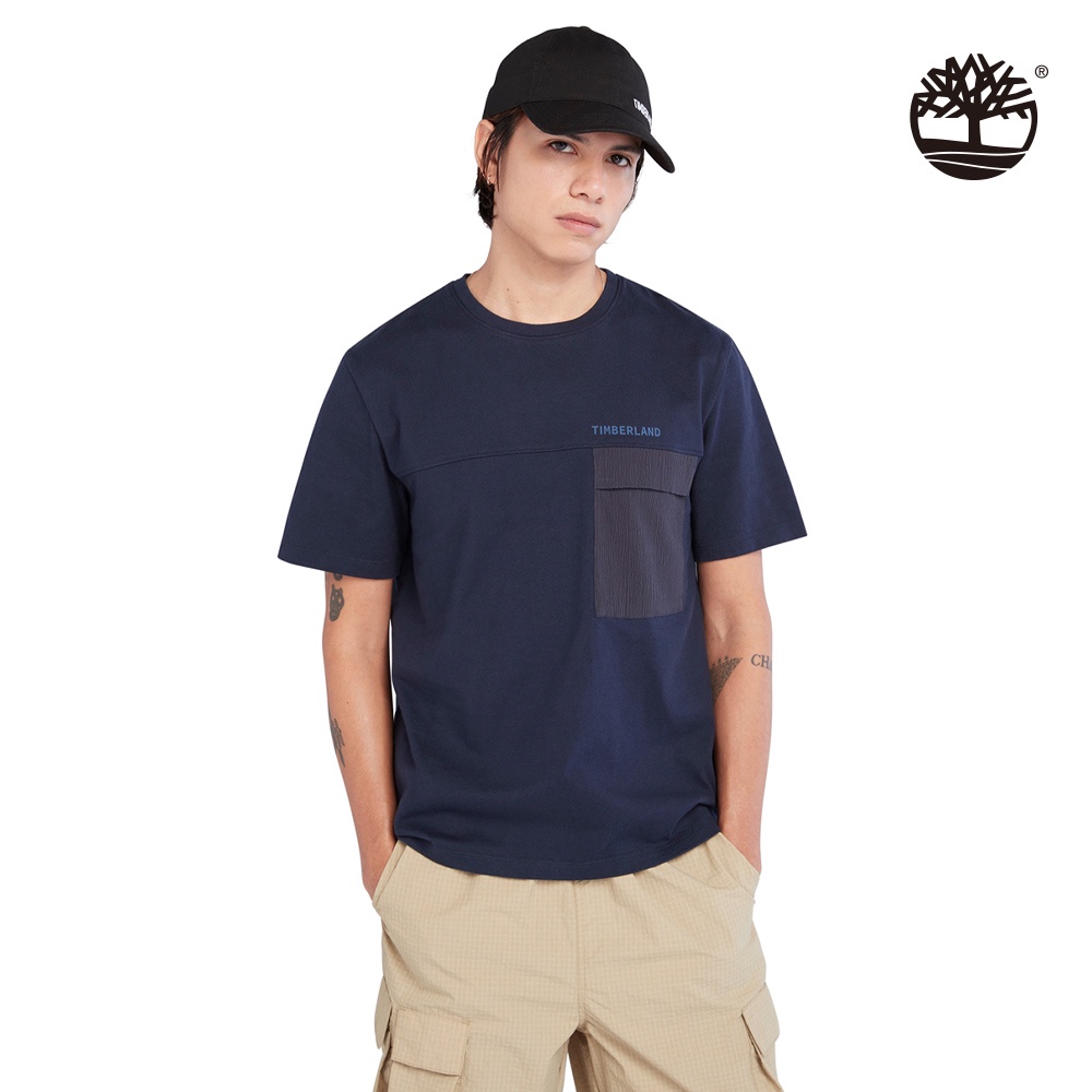 Timberland 男款深藍色短袖口袋T恤|A665N433
