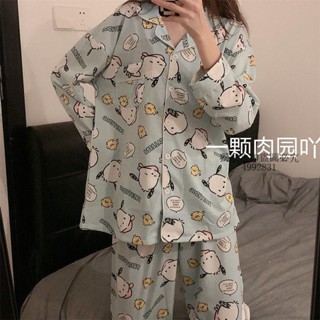 睡衣 帕恰狗睡衣女春秋2023年新款長袖ins日系可愛少女薄款兩件套外出
