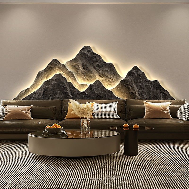 【裝飾畫】背有靠山客廳裝飾畫現代輕奢沙發背景墻掛畫大氣高級感led燈壁畫