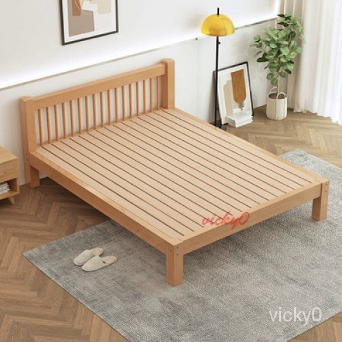 全櫸木訂製實木床 雙人榻榻米床 無床頭床架 單人床