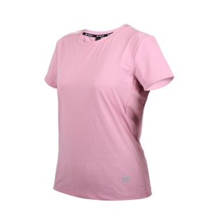 FIRESTAR 女彈性印花短袖T恤(慢跑 路跑 涼感 運動 上衣 反光「DL363-43」 藕粉