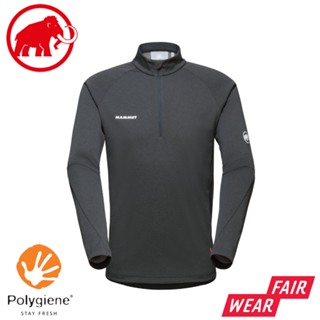 【MAMMUT 長毛象 男 Aegility Half Zip LS半拉鍊長袖排汗衣《幻影黑/白》】1016-00730