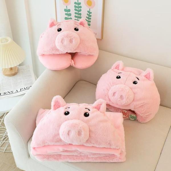 【闆娘精品】火腿豬 撲滿豬披風 頸枕 頭套 U型枕 TW884