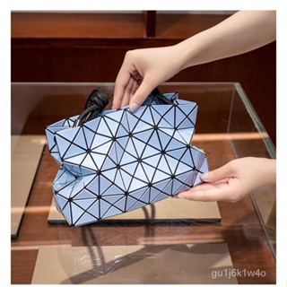 包包 日本新款女包幾何菱格包抽繩單肩小方包斜挎菱形格子豆腐包