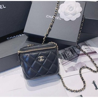 二手Chanel 香奈兒 黑金 mini盒子包 單肩包斜挎包