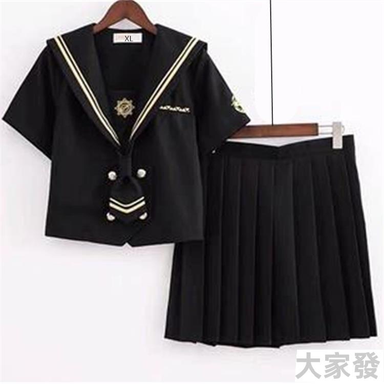 日系新款二本襟jk制服火槍手刺繡雙排扣水手服 學生制服 高校生 女高中生 百褶裙 日系 學生妹 二次元52