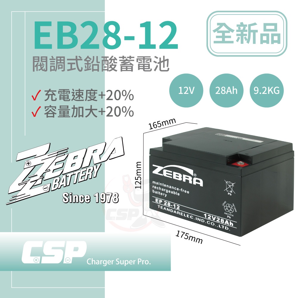 【CSP】EB28-12膠體電池12V28Ah 不斷電系統 UPS 四輪代步車 三輪代步車 電動車 電動車行 GS