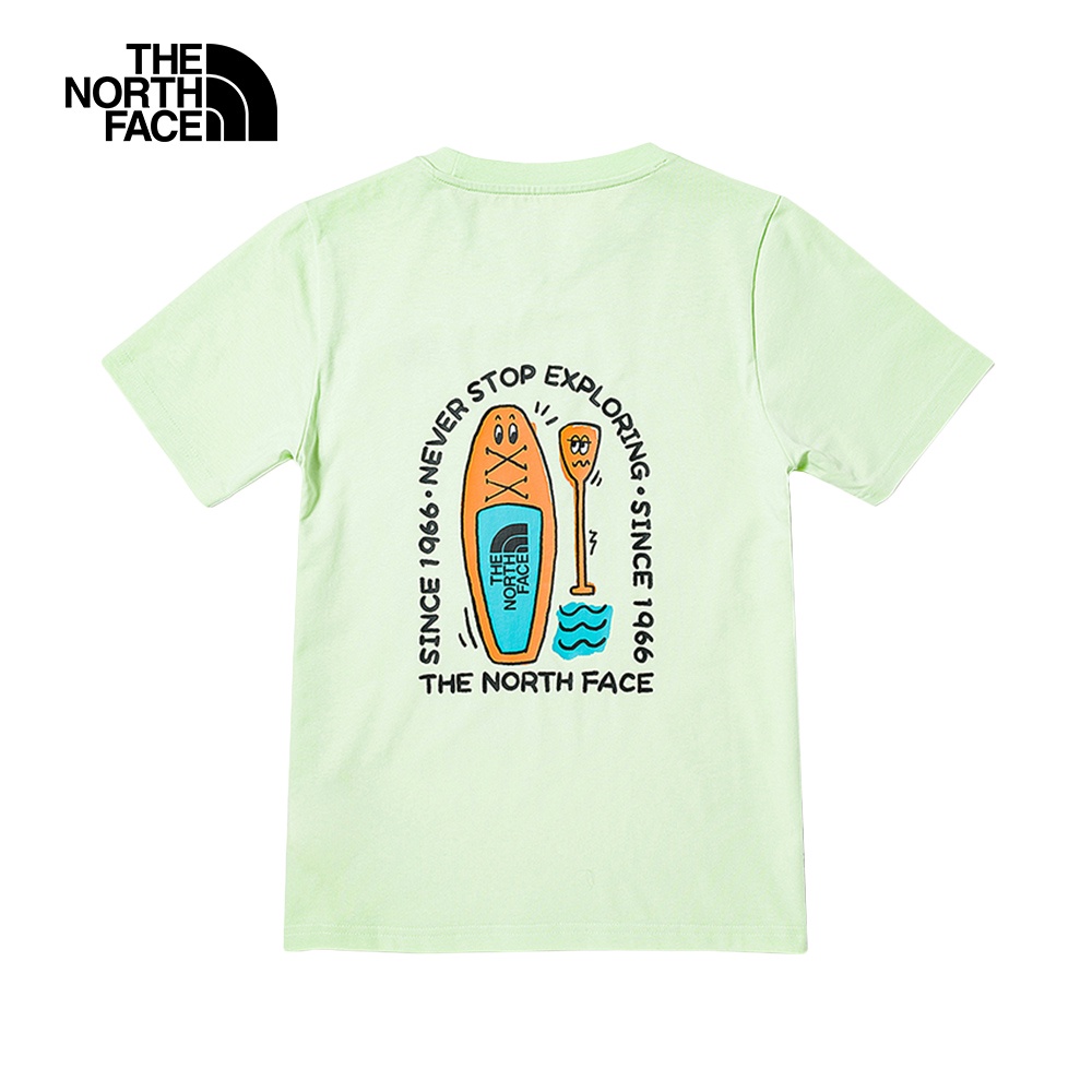 The North Face北面兒童綠色吸濕排汗水上元素印花短袖T恤｜8758N13