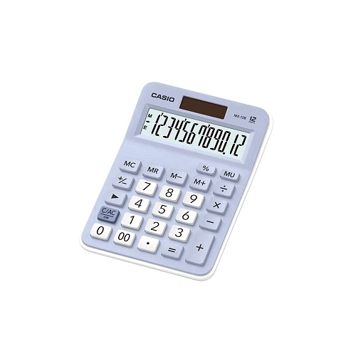CASIO卡西歐 迷你桌上型計算機/計算機(MX-12B-LB)-天藍色(12位數)(14.7x10.6x2.9cm) 墊腳石購物網