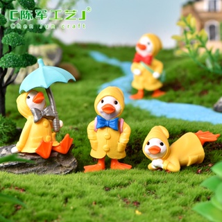 工廠直銷雨衣小鴨微景觀DIY園藝擺件 雨傘雨衣可愛鴨子塑膠工藝品