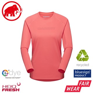 【MAMMUT 長毛象 女 Selun FL LS 機能LOGO長袖T恤《櫻花鮭粉》】1016-01450/排汗衣
