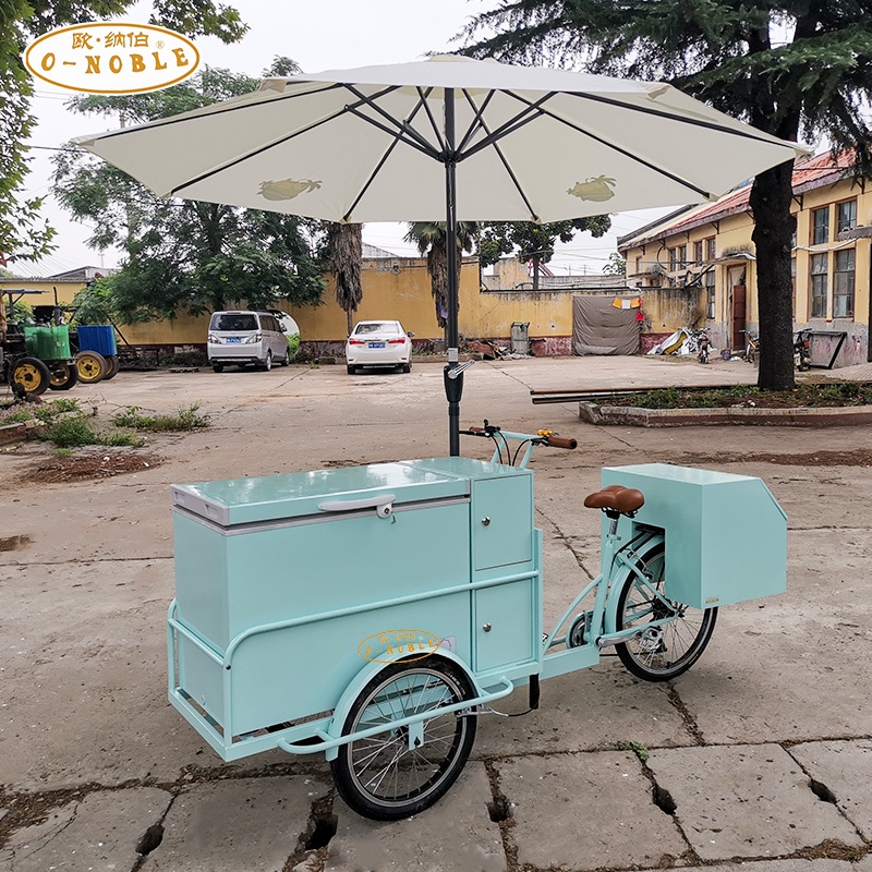 朝暮里 訂金 高端訂製 歐納伯冰淇淋自行車小型帶冰箱腳踏車移動冷飲站倒騎人力三輪車