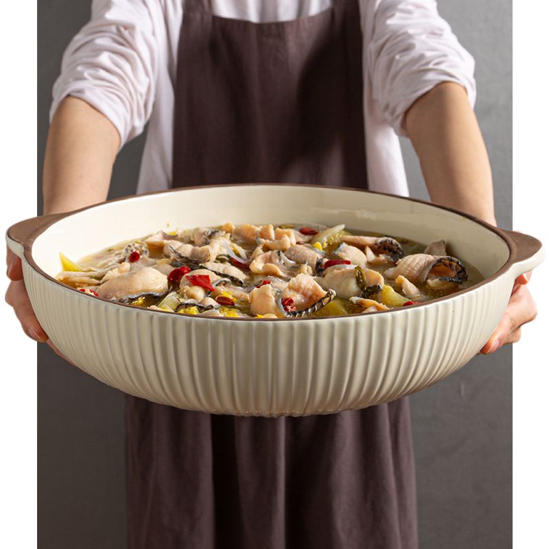 【超大號💕💕】碗 大號碗酸菜魚雙耳大盆碗大號12寸家用日式高顏值大湯碗小龍蝦盤子大碗