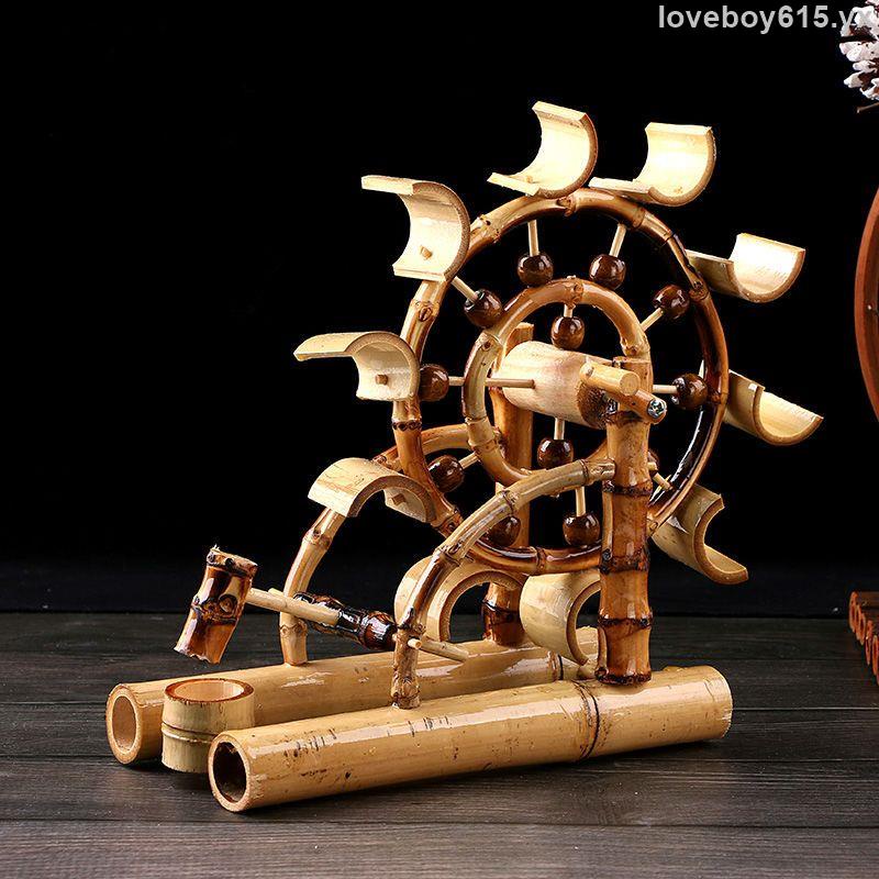瞬息銷售#竹制摩天輪竹風車水車模型家居擺設裝飾品道具竹木工藝品擺件禮物