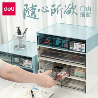 [優選】得力多層桌麵檔案櫃 辦公室桌上a4收納盒 5層檔案框多功能分類抽屜小美精品