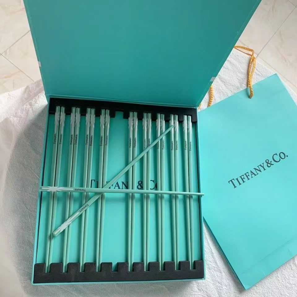 Tiffany 蒂芙尼炻瓷炫彩高端陶瓷筷子防滑高顏值網紅家用筷子餐具