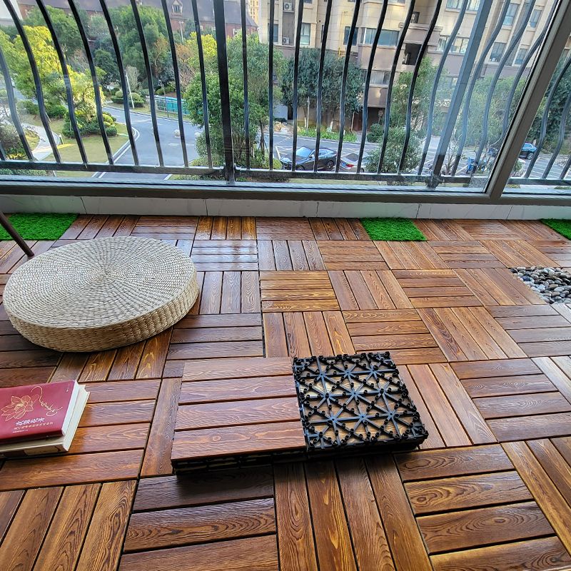 熱銷新品 碳化防腐木地板室外陽臺庭院花園DIY防滑自拼接實木地板防水防曬