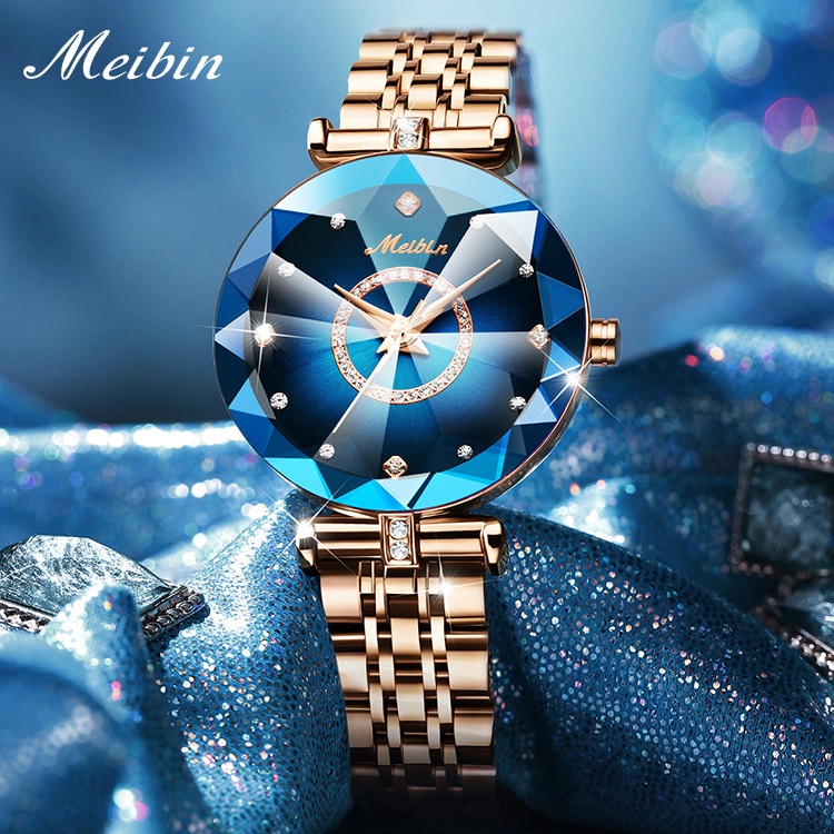 Meibin 防水時尚手錶 女士腕錶 高級感  輕奢石英錶  簡約鋼帶  女士手錶
