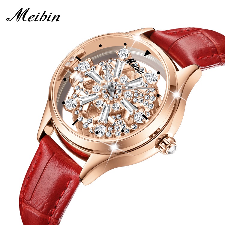 MEIBIN/女士手錶  時來運轉  鏤空錶盤腕錶  石英錶