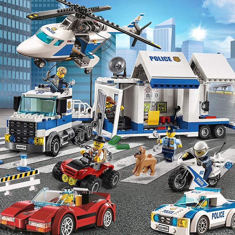 城市積木 玩具 兼容樂高積木城市警察移動警署指揮中心高速追捕益智拼裝玩具禮物