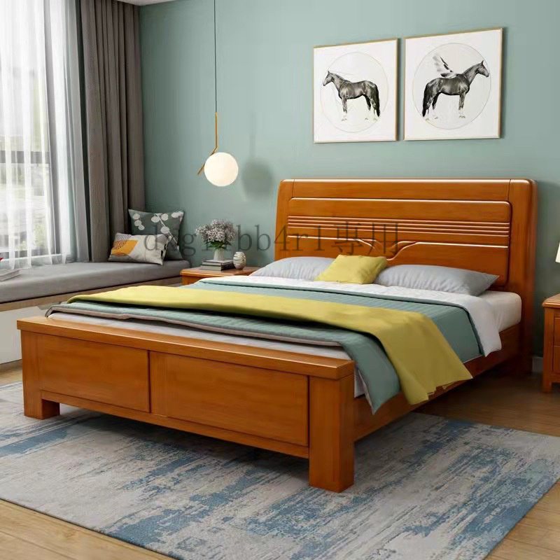 【免運】實木雙人床現代簡約1.8米主臥1.5m中式橡木高箱儲物婚床架經濟型
