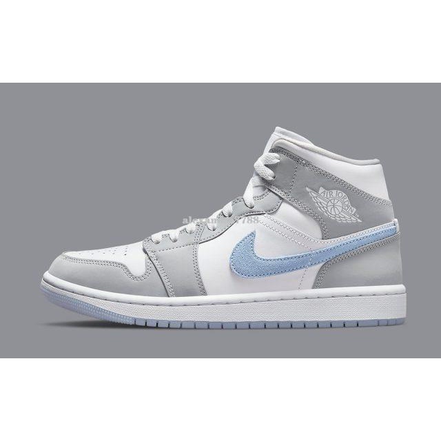 Air Jordan 1 Mid Wolf Grey 喬丹 煙灰 冰藍 高幫運動籃球鞋