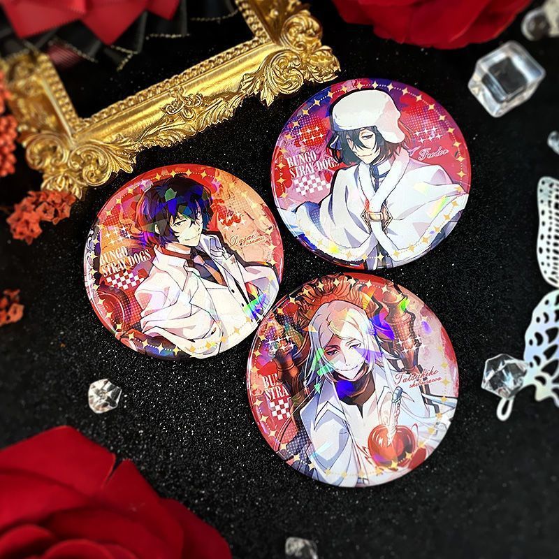 文豪野犬太宰治周邊費奧多爾動漫鐳射碎玻璃徽章馬口鐵日谷底吧唧