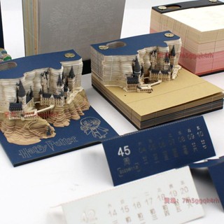 爆款3D立體便簽本中國風 古建築模型 擺件小眾禮物日歷紙雕城堡便簽 標簽貼紙 便利貼日曆 好玩好看