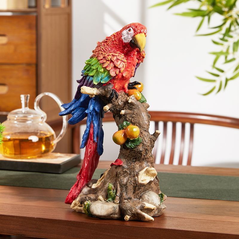 上新#創意鸚鵡擺件仿真鳥動物模型工藝客廳玄關陽臺花園庭院裝飾品道具*a0290612