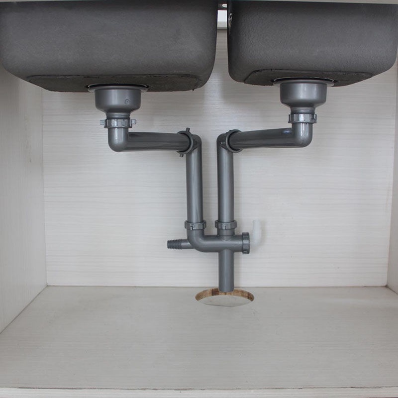 【直銷】天力廚房水槽后置排水入地雙槽硬管 洗菜盆雙盆排水配件GB028C001