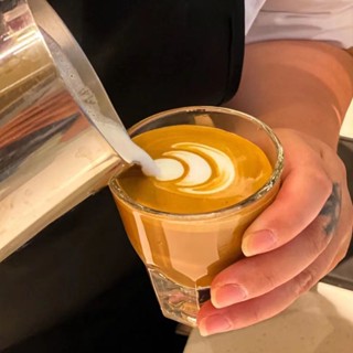 LIGHT HOMEins風咖啡透明玻璃杯拉花杯條紋咖啡杯澳白杯家用美式杯拿鐵杯短#預購#要開超取請聊聊我