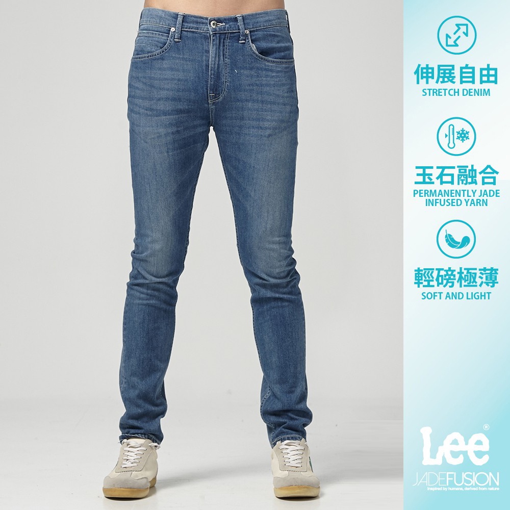 Lee 705 涼感 彈性中腰標準舒適小直筒牛仔褲 男 LL1900257UA
