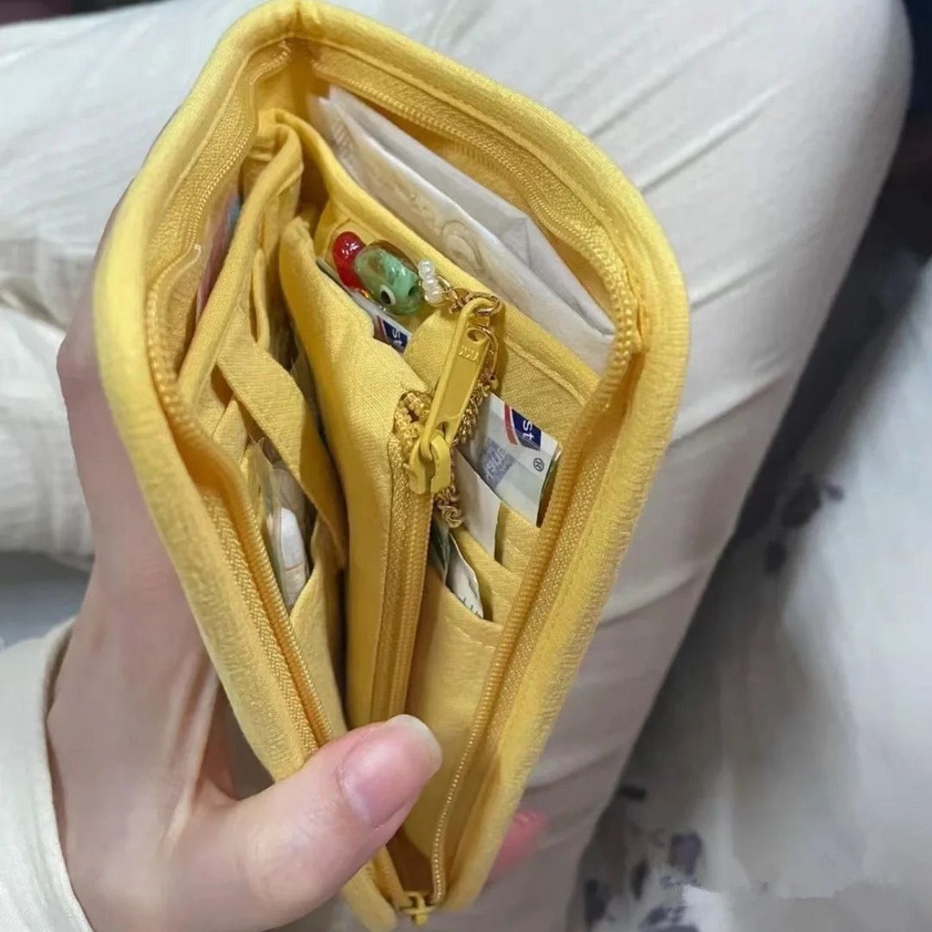 臺灣啵啵貓卡拉包零錢包棉布線包包置物包黃色卡通貓收納包便攜式
