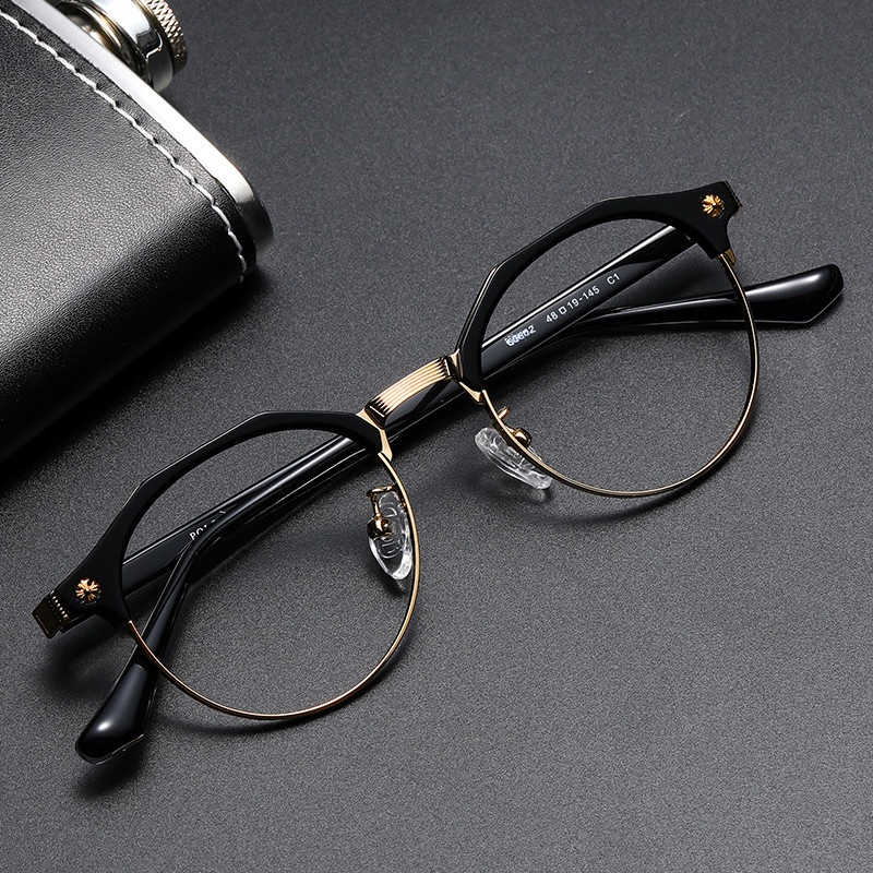 眉線框眼鏡架新款復古不規則鏡架金屬可配防藍光60602框眼鏡工廠直銷中性無logo尚宏眼鏡