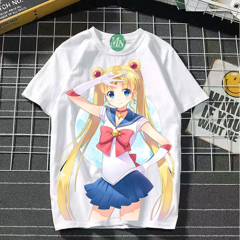 可愛美少女戰士水冰月Sailor Moon男女上衣服裝大碼百搭短袖T恤衫