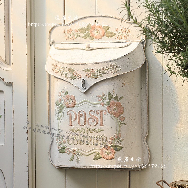 &lt;暖居生活&gt;歐式復古鐵藝信箱創意家居意見箱壁飾收納箱戶外花園壁掛裝飾擺件