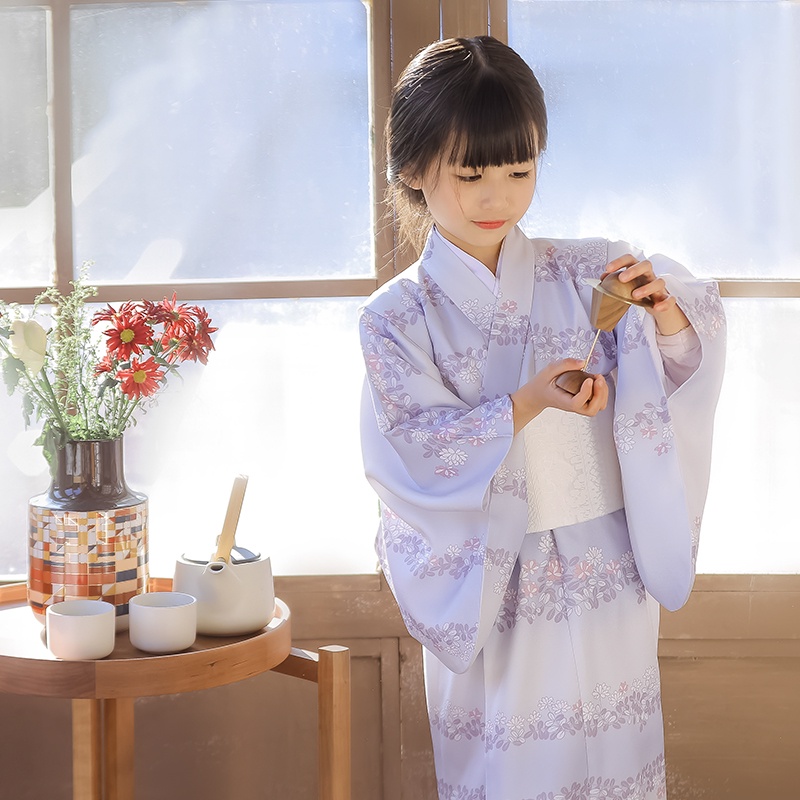 桔子點點日本兒童和服日式浴衣女童連衣裙演出服攝影道具小雛菊