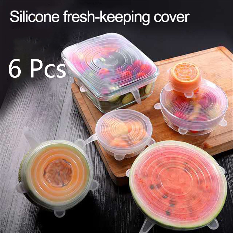 6 Pcs Reusable Silicone Food Saver Covers / Stretch Fresh Ke