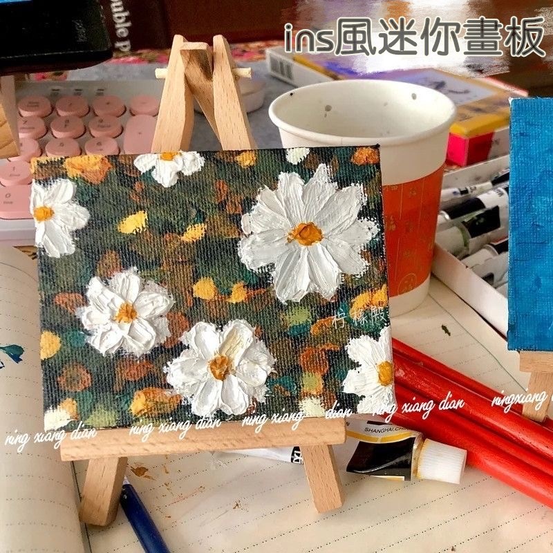【熱銷】空白迷你棉布畫板 畫布框 小畫架 油畫板 油畫框 畫架 DIY畫布 桌面擺件畫架