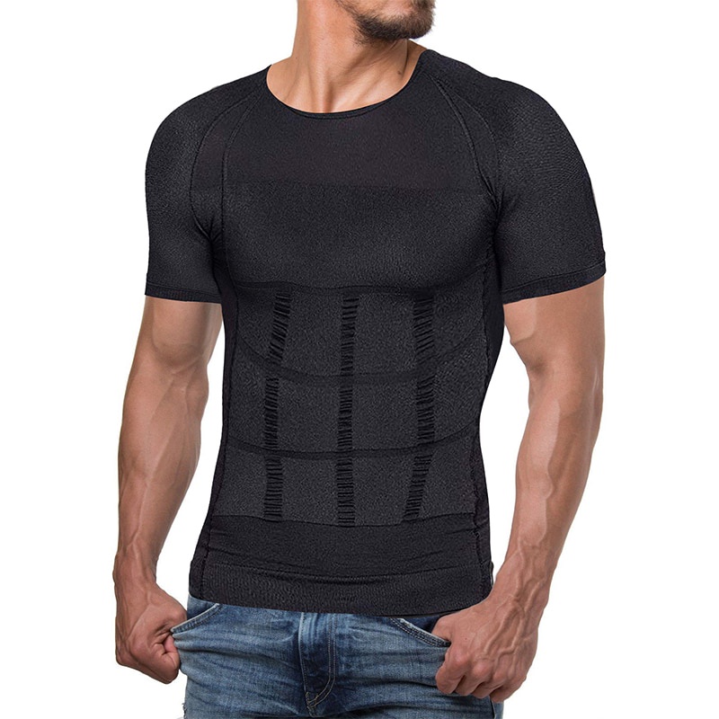 Men Body Shaper Compression Shirt Weight Loss Muscle Waist T