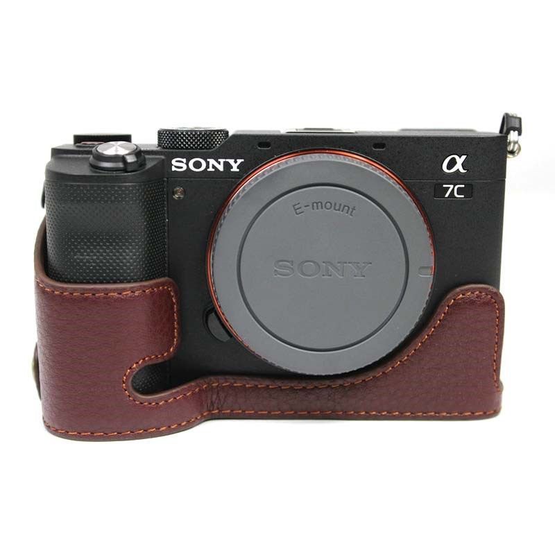 相機保護套 保護套 頭層牛皮 索尼A7C皮套底座 A7C專用微單相機包 便攜半套 攝影包