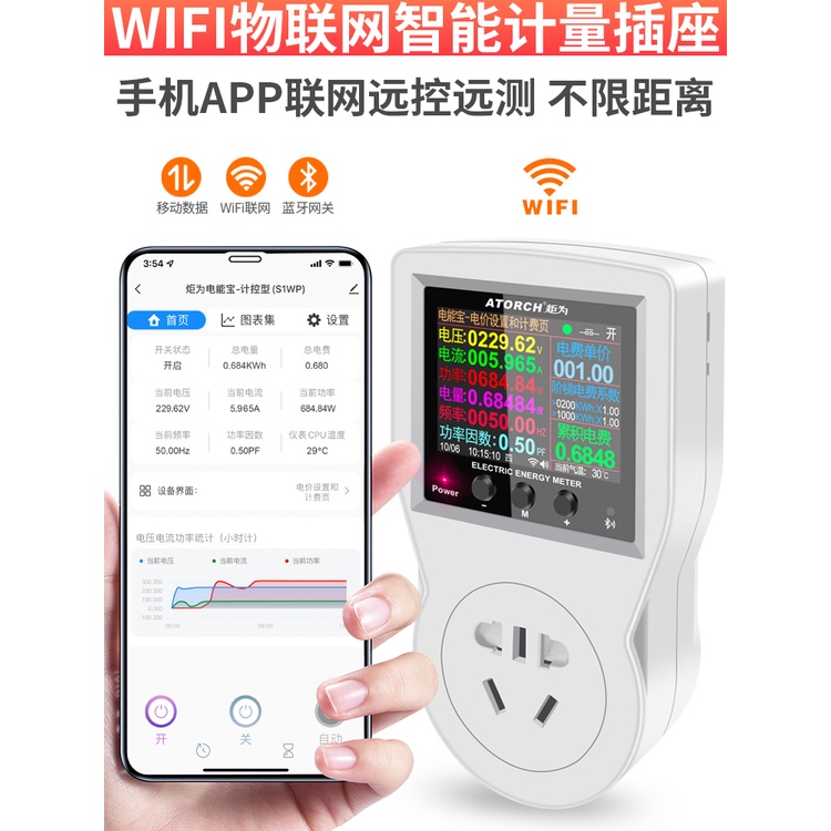 快速出貨   炬為AC交流數顯 電壓表 電流表 電力監測 儀功率計量 插座電度表