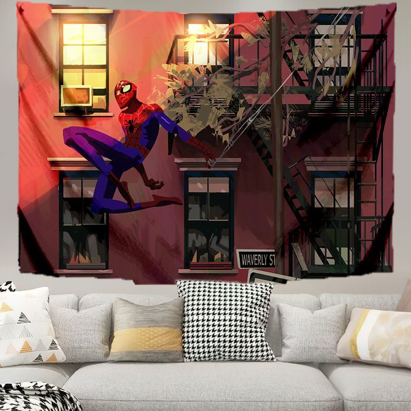漫威超級英雄掛布美式卡通蜘蛛俠宿舍裝飾布置墻布客廳臥室背景布