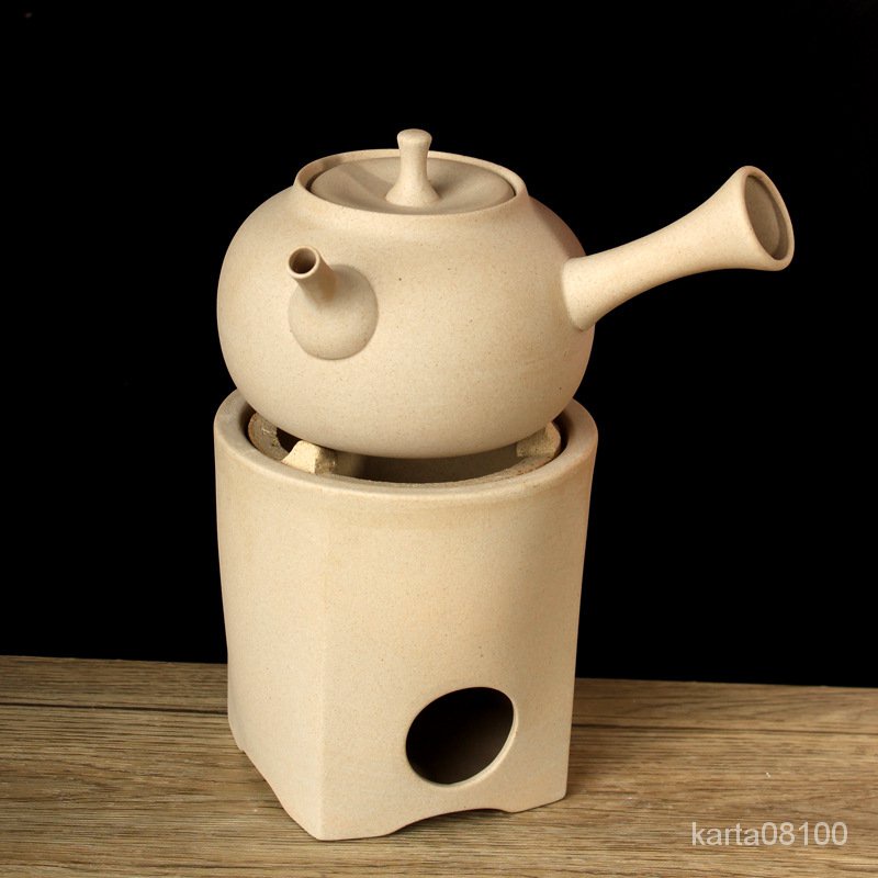 白泥陶壺日式側把壺耐熱炭爐煮茶爐燒水壺火爐風爐茶爐套裝戶外爐
