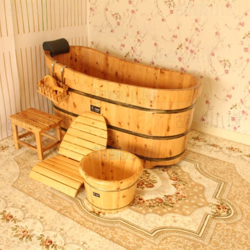 【熱銷🔥免運🚛】美容院桑拿 成人泡澡木桶 浴缸單人洗澡沐桶 浴盆加厚實木浴桶