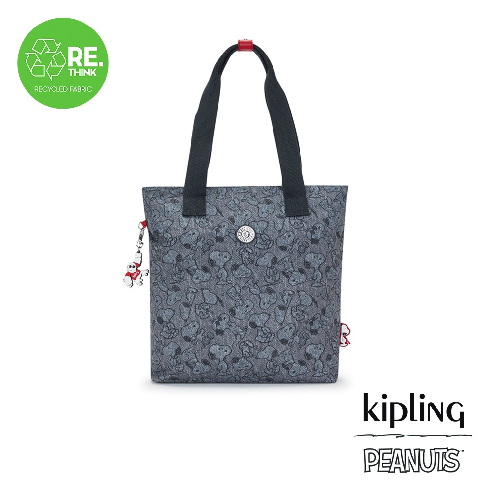 KIPLING x PEANUTS 丹寧圖騰手提肩背托特包-MERITA S