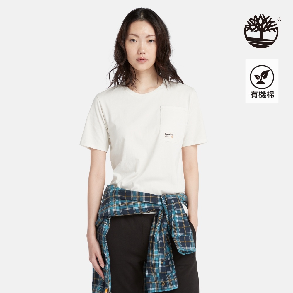 Timberland 女款復古白純棉簡約口袋短袖T恤|A6HNWCM9